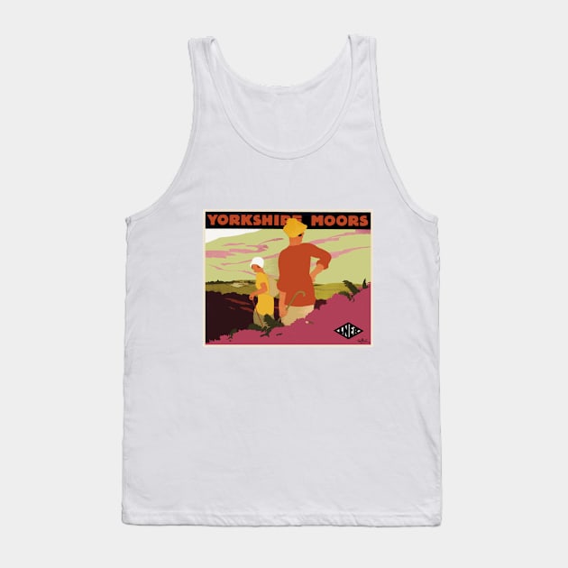 Vintage British Travel Poster: The Yorkshire Moors Tank Top by Naves